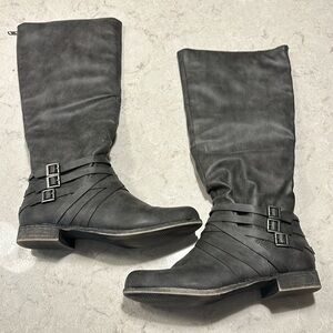 TALL BLACK BUCKLE BOOTS